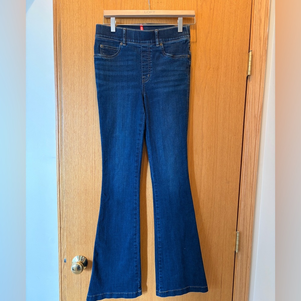 #488 SPANX Dark Indigo High-Rise Flare Jeans. Tall - Picture 4 of 10